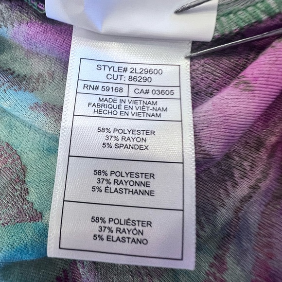 Karen Kane Burnout Floral Print Scoop Neck 3/4 Sleeve Top - Picture 10 of 16